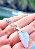 Blue Lace Agate Crystal Silver Pendant Necklace image