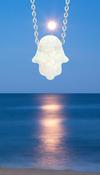 Hamsa Hand White Fire Opal Crystal Amulet Pendant 925 Sterling Silver image
