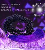 Amethyst Crystal Tassel Mala Beads/ Necklace image