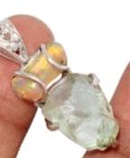 Green Amethyst Crystal Amulet Pendant Necklace image
