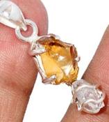 Citrine Crystal Rough with Herkimer Diamond 925 Sterling Silver Necklace Crystal Amulet Pendant Talisman image