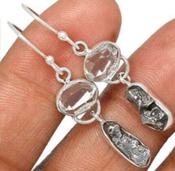 Meteorite Campo Del Cielo &amp; Herkimer Diamond Earrings image