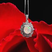 Ethiopian Opal Crystal Necklace 925 Sterling Silver image