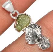 Meteorite Campo Del Cielo Genuine Moldavite Crystal Amulet Necklace Pendant Talisman Claw Setting image