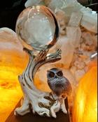 Forest Owl Art Figurine Ball Holder Stand Base Crystal Branch Base Sphere Display image