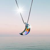 Aurora Moon Topaz Cabochon Crystal Amulet Necklace 925 image