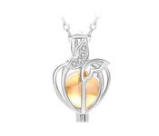 Sterling Silver Butterfly Waterdrop Pearl Cage Necklace, Bead Cage Pendant Locket Jewelry image