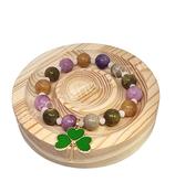 Multicolour Jade Crystal  Quartz "Lucky Clover" Bracelet Elastic Irish Symbol image