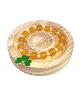 Citrine Crystal "Lucky Clover" Bracelet Elastic with shamrock charm 10mm image
