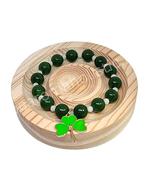 Green Jade "Lucky Clover" Crystal Bead Bracelet Elastic 10mm image