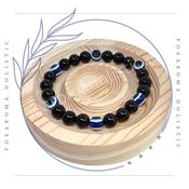Black Obsidian Crystal Bracelet Evil Eye image