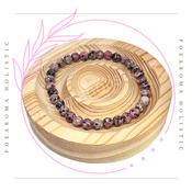 Rhodonite Crystal Bead Bracelet Elastic Natural Healing Stone ±6mm image