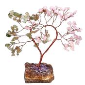 Tree of Life Crystal Rose and Aventurine Heart-Shaped Quartz Crystal Chip Tree Quartz image