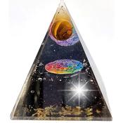 Orgone Pyramid Black Tourmaline Pyramid with Tiger Eye Moon Sphere Natural Quartz Positive Energy Generator Orgonite Crystal Chakra Healing Meditatio image