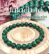 Malachite crystal bead bracelet elastic image