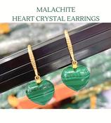 Malachite Heart Crystal Earrings "Euphoria" Crystal Collection image