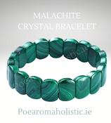 Malachite Crystal Bead Bracelet Rectangle Elastic Genuine Stone image