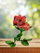 "DRAGON FLOWER " GEODE AURA CRYSTAL QUARTZ STATUE PURPLE- GREEN ROSE LEAF STAND | FIGURINE | HOME | OFFICE | GIFT image