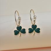 Lucky Clover Hoop Circle Earrings image