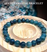 Apatite Crystal Bracelet - Round Bead Natural Stone Teal Genuine ±8mm image