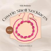Cowrie Shell Necklace Fuchsia Pink Sliding Cord Choker Double Layer image