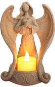 Angel Heart Sculpture Soap Stone Tealight Statue Decoration 3D Angel Figurines Tealight Candle Holder with artificial candle image