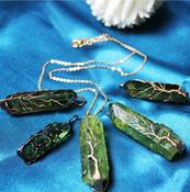 GREEN QUARTZ CRYSTAL TREE OF LIFE PENDANT NECKLACE image