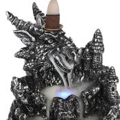 Dragon Castle Backflow Incense Silver Burner with Multicolour Lights image