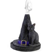 Cat with Witch Hat Incense Cone Burner Figurine Ornament image