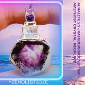 Auralite 23 Crystal -  Rainbow Moonstone -  Amethyst - Sterling Silver "REBIRTH" ~ Amulet Necklace image