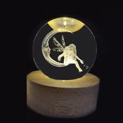FAIRY ON THE MOON GLOBE GLASS CRYSTAL BALL LED LIGHT LAMP SPHERE COMPLETE MULTICOLOUR image