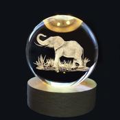 Elephant Lucky Glass Crystal Ball Led Light Lamp Sphere Complete Multicolour image