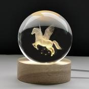 PEGASUS  FLYING HORSE CRYSTAL GLOBE LUCKY GLASS CRYSTAL BALL LED LIGHT LAMP SPHERE COMPLETE MULTICOLOUR SPHERE LAMP image