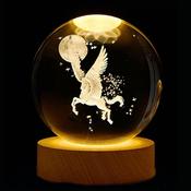 PEGASUS MOON/ SUNRISE FLYING HORSE GLOBE LUCKY GLASS CRYSTAL BALL LED LIGHT LAMP SPHERE COMPLETE MULTICOLOUR image