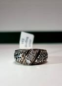 VINTAGE STYLE WHITE STONE 925 PURE STERLING SILVER RING image