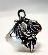 VINTAGE STYLE BERRY LEAF PURE 925 SILVER RING image