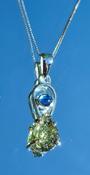 Moldavite Crystal with Kyanite Cabochon Necklace image