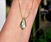 Green Amethyst Crystal Necklace Teardrop Faceted 925 Silver Amulet Pendant image