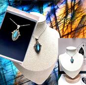 Labradorite Crystal Necklace 925 Sterling Silver Pendant image