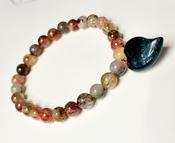Rutilated Quartz Crystal Bracelet with Bloodstone Heart Charm 8mm image