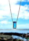 Sky Blue Topaz Necklace Crystal Baguette shape Amulet Pendant 925 Sterling Silver / Gold image