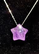 Amethyst Crystal Star Shape Necklace Purple Pendant 925 Sterling Silver image