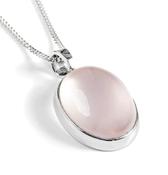 Rose Quartz Necklace Oval Crystal 925 Sterling Silver Pendant image