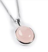 Rose Quartz Crystal Necklace Oval 925 Sterling Silver Pendant image