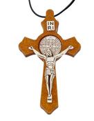 Wooden Cross Crucifix Christian Jesus Necklace image