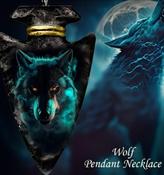 Wolf Pendant Necklace Black Arrow Shape Gothic Jewellery image