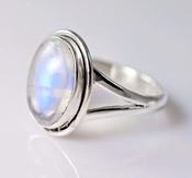 Moonstone Crystal Ring Oval 925 Sterling Silver image
