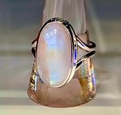 Moonstone Crystal Ring Oval 925 Sterling Silver image