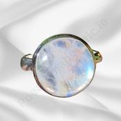 MOONSTONE CRYSTAL RING ROUND 925 STERLING SILVER image
