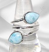 Larimar Crystal Ring - Larimar Gemstone AAA Grade, Genuine Natural 925 Sterling Silver image